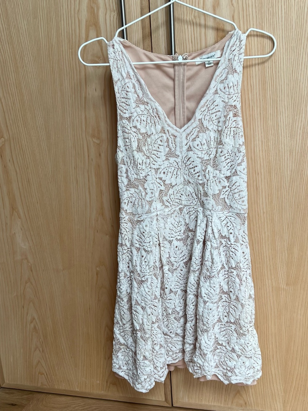 Lace Overlay V-Neck Dress